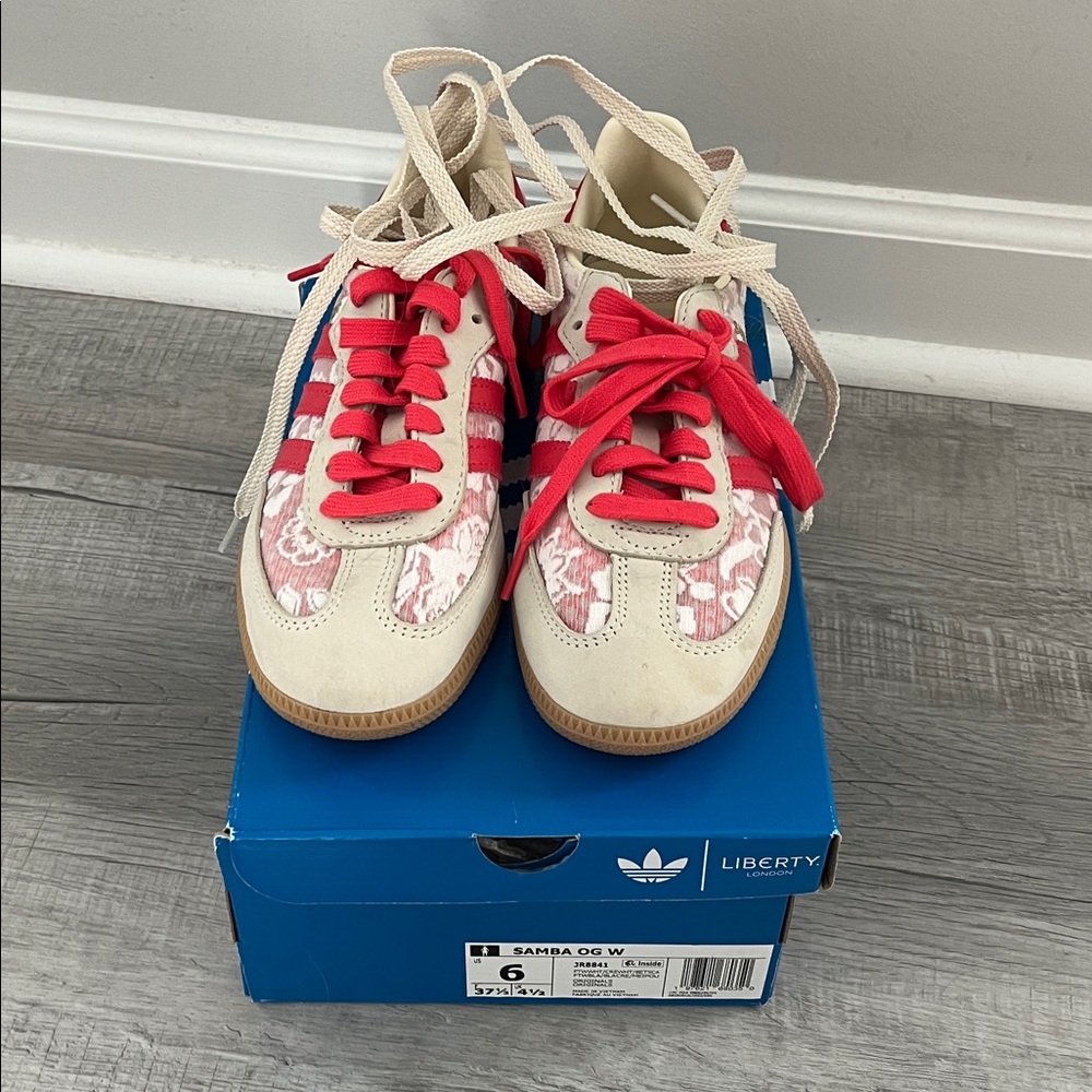 Adidas Liberty London Samba OG W with Red and Cream Design
